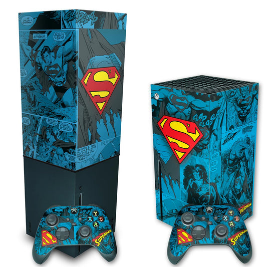 KIT Xbox Series X Skin Anti-Rage e Capa Anti Poeira Vertical - Superman Comics