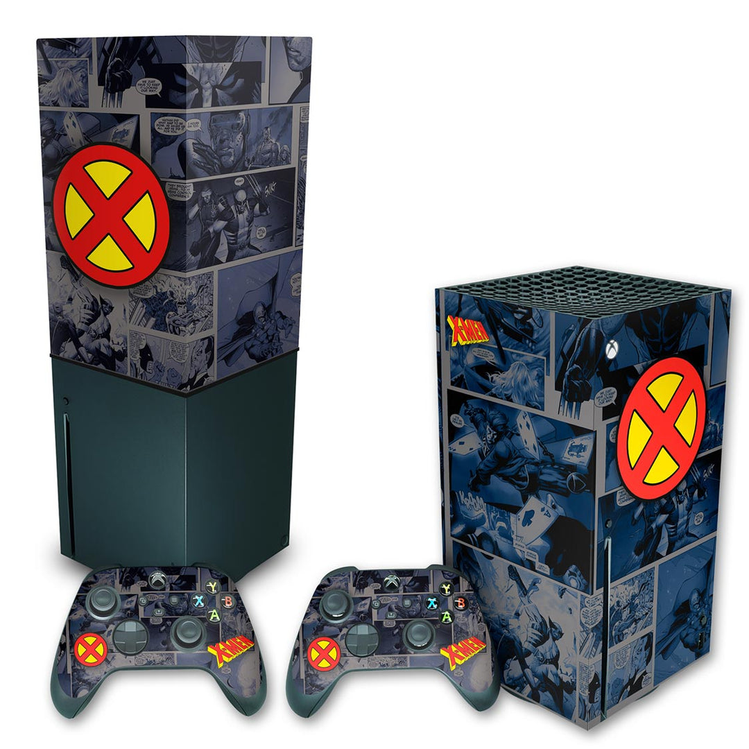 KIT Capa Anti Poeira e Skin Anti-Rage Xbox Series X Vertical - X-Men Comics - Pop Arte Skins