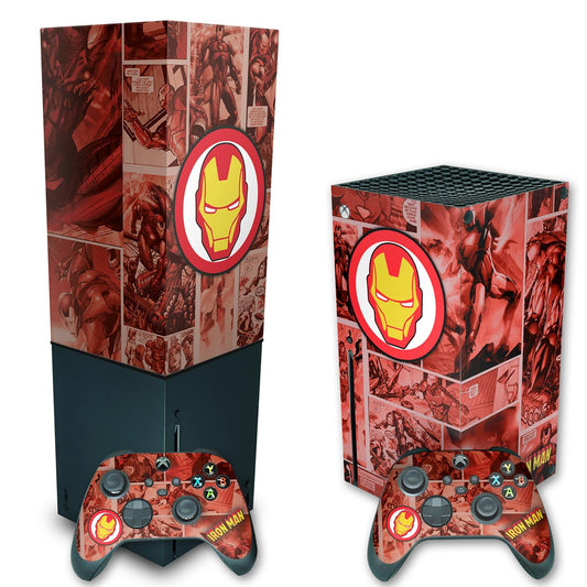 KIT Xbox Series X Skin Anti-Rage e Capa Anti Poeira Vertical - Homem De Ferro Comics