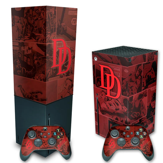 KIT Xbox Series X Skin Anti-Rage e Capa Anti Poeira Vertical - Daredevil Demolidor Comics