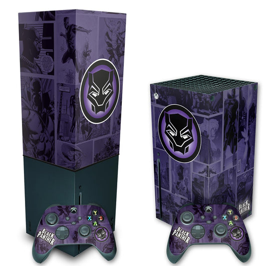KIT Xbox Series X Skin Anti-Rage e Capa Anti Poeira Vertical - Pantera Negra Comics
