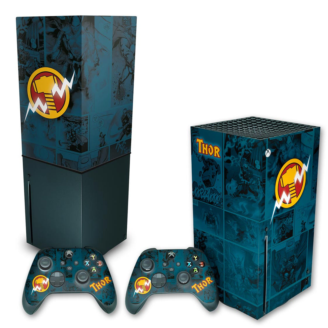 KIT Capa Anti Poeira e Skin Anti-Rage Xbox Series X Vertical - Thor Comics - Pop Arte Skins