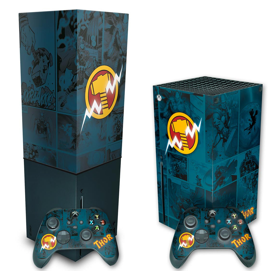 KIT Capa Anti Poeira e Skin Anti-Rage Xbox Series X Vertical - Thor Comics - Pop Arte Skins - foto 2