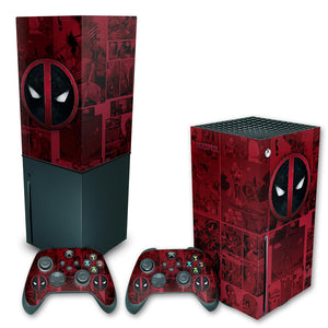 KIT Capa Anti Poeira e Skin Anti-Rage Xbox Series X Vertical - Deadpool Comics - Pop Arte Skins
