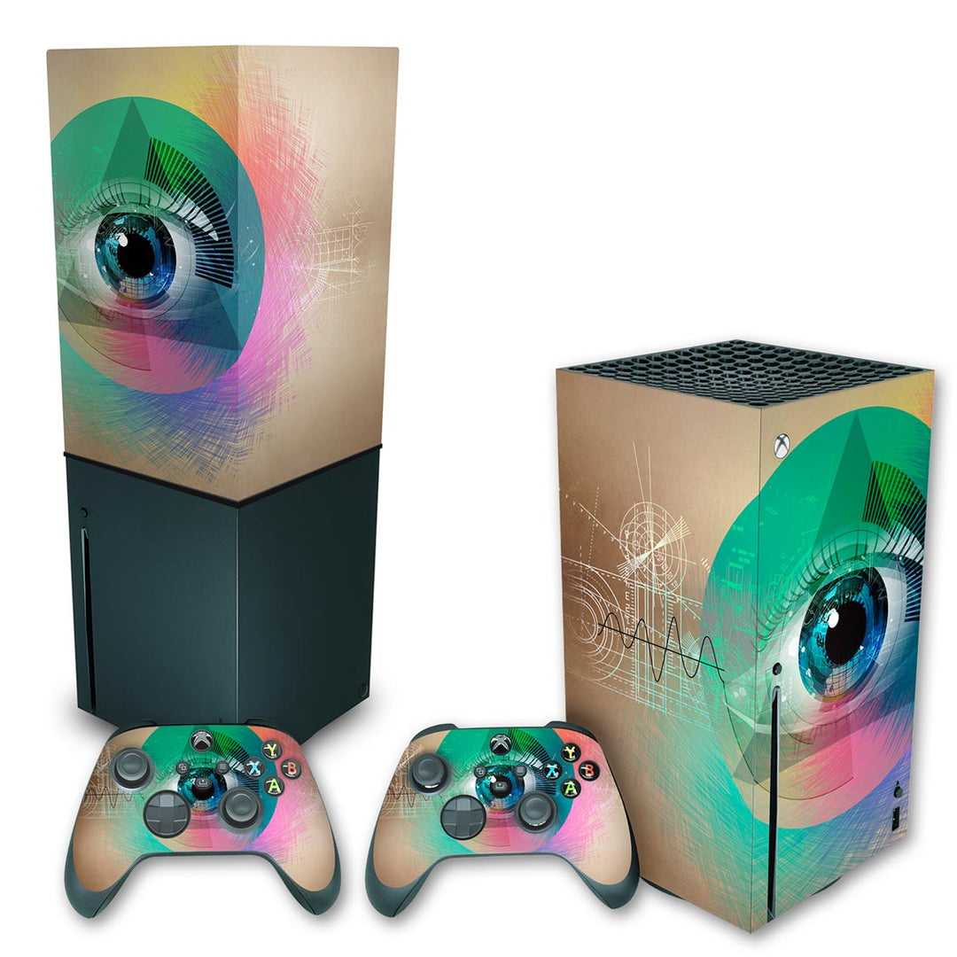 KIT Capa Anti Poeira e Skin Anti-Rage Xbox Series X Vertical - Abstrato #89 - Pop Arte Skins