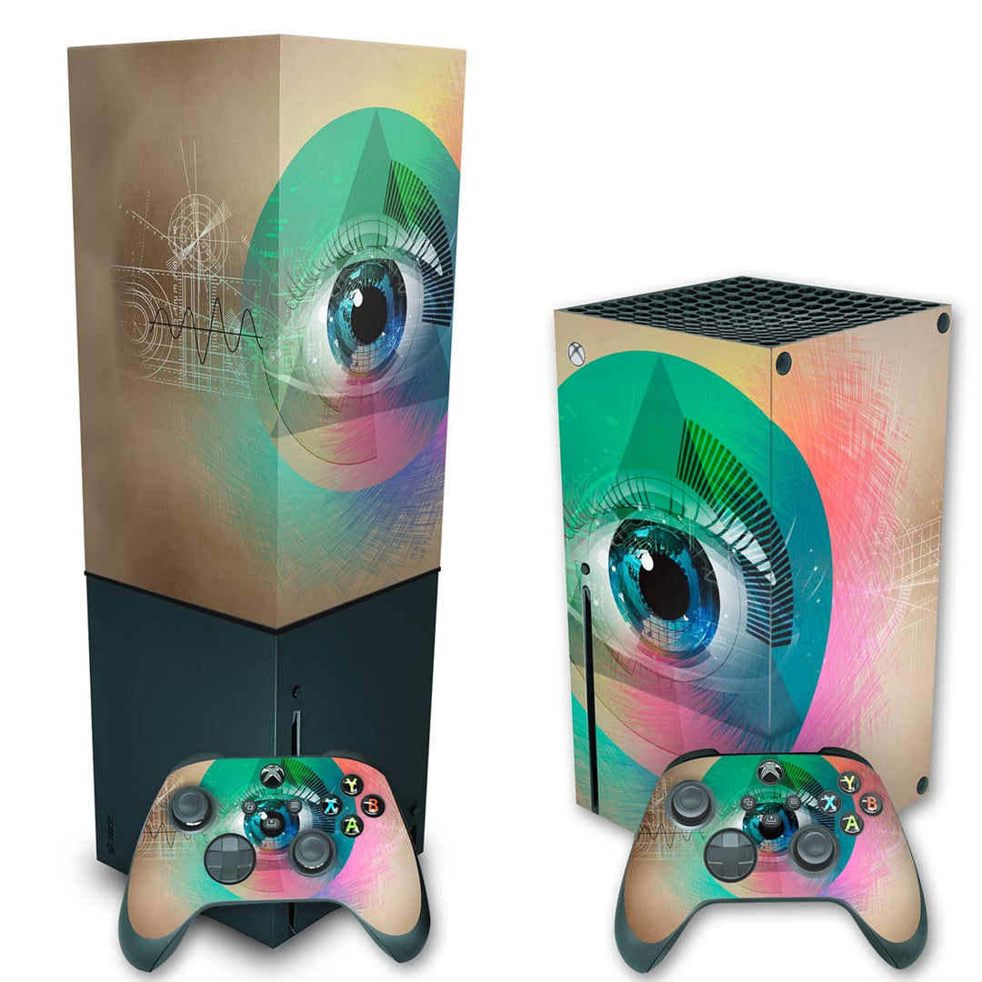 KIT Capa Anti Poeira e Skin Anti-Rage Xbox Series X Vertical - Abstrato #89 - Pop Arte Skins - foto 2