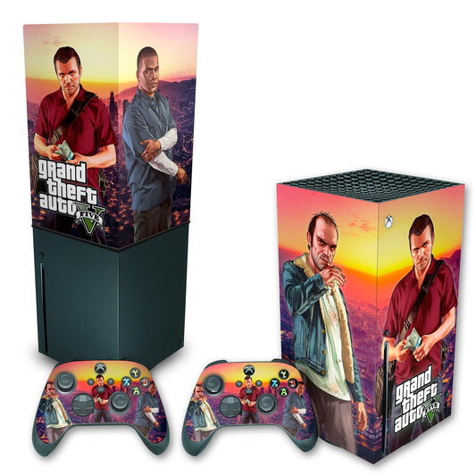 KIT Xbox Series X Skin Anti-Rage e Capa Anti Poeira Vertical - GTA V