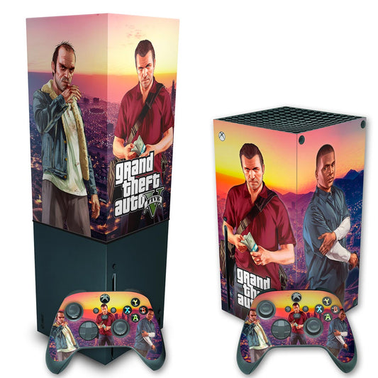 KIT Xbox Series X Skin Anti-Rage e Capa Anti Poeira Vertical - GTA V