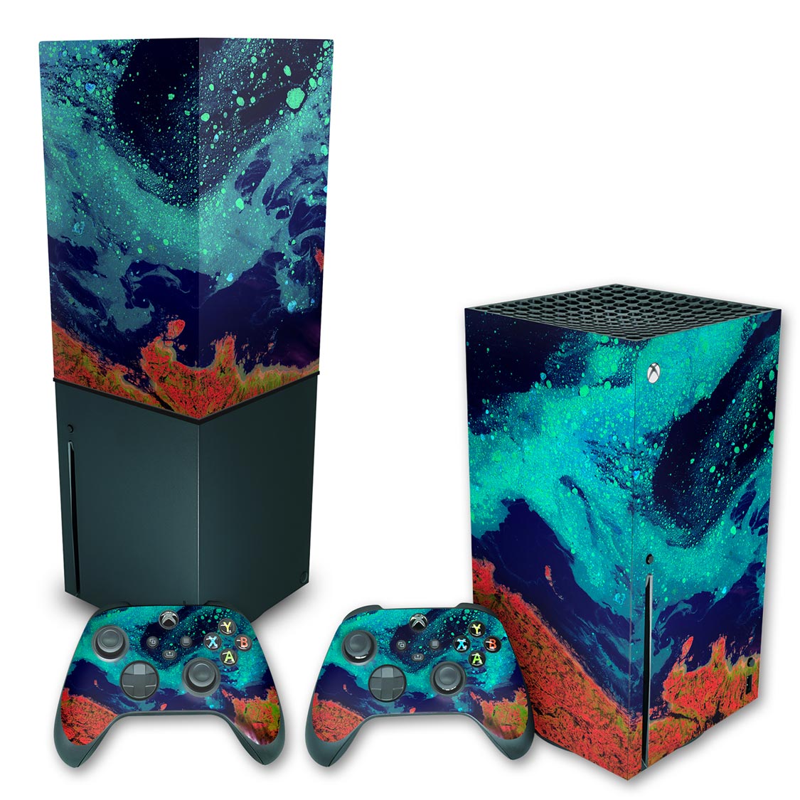 KIT Xbox Series X Skin Anti-Rage e Capa Anti Poeira Vertical - Abstrato #105