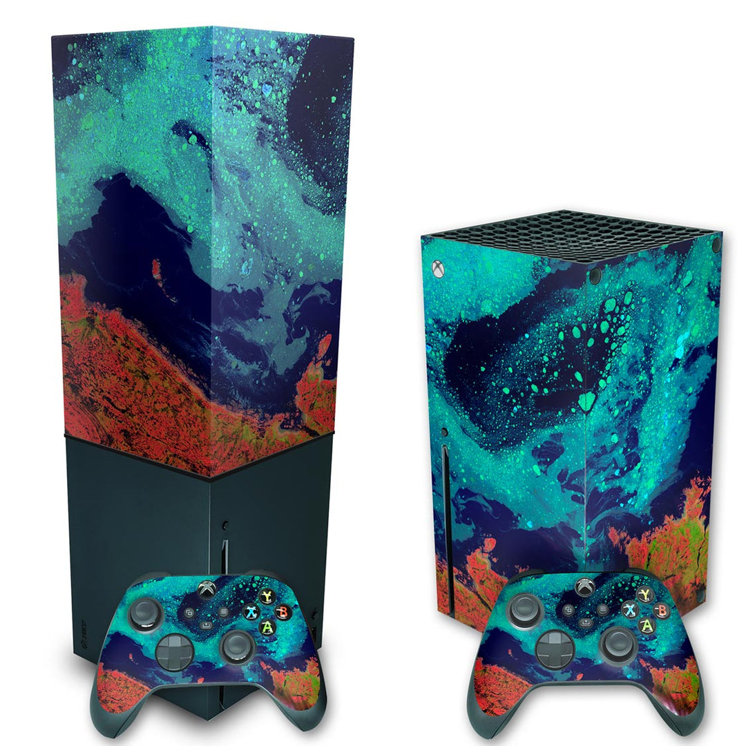 KIT Capa Anti Poeira e Skin Anti-Rage Xbox Series X Vertical - Abstrato #105 - Pop Arte Skins - foto 2