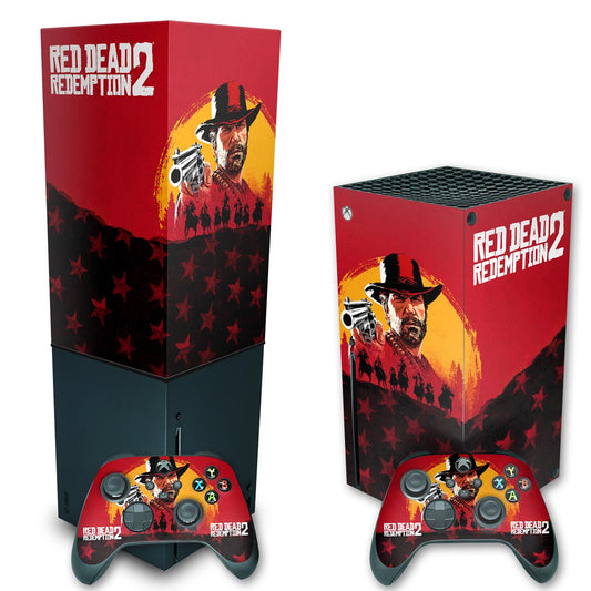 KIT Xbox Series X Skin Anti-Rage e Capa Anti Poeira Vertical - Red Dead Redemption 2