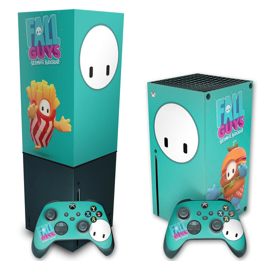 KIT Xbox Series X Skin Anti-Rage e Capa Anti Poeira Vertical - Fall Guys
