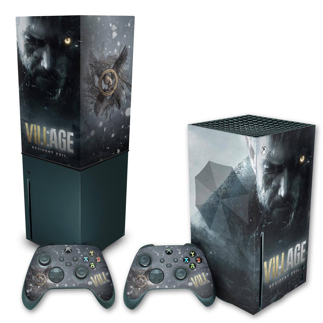 KIT Xbox Series X Skin Anti-Rage e Capa Anti Poeira Vertical - Resident Evil Village