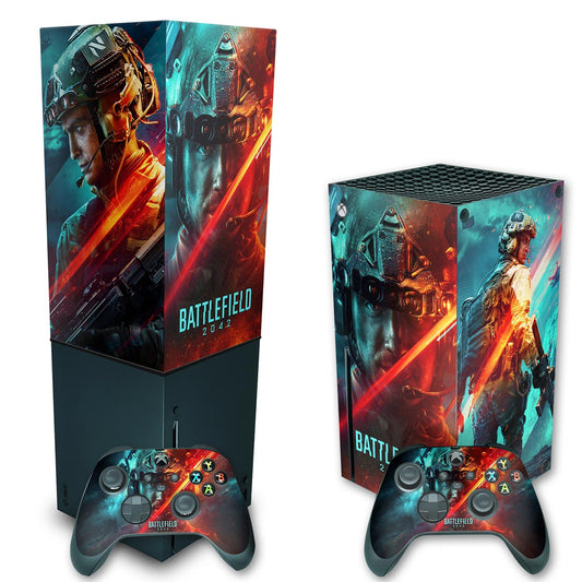 KIT Xbox Series X Skin Anti-Rage e Capa Anti Poeira Vertical - Battlefield 2042