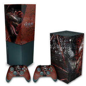 KIT Capa Anti Poeira e Skin Anti-Rage Xbox Series X Vertical - Venom Tempo de Carnificina - Pop Arte Skins