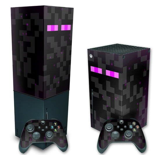 KIT Xbox Series X Skin Anti-Rage e Capa Anti Poeira Vertical - Minecraft Enderman