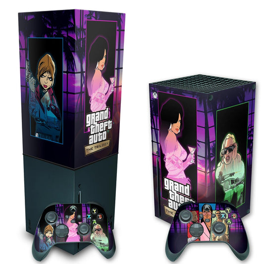KIT Xbox Series X Skin Anti-Rage e Capa Anti Poeira Vertical - GTA The Trilogy