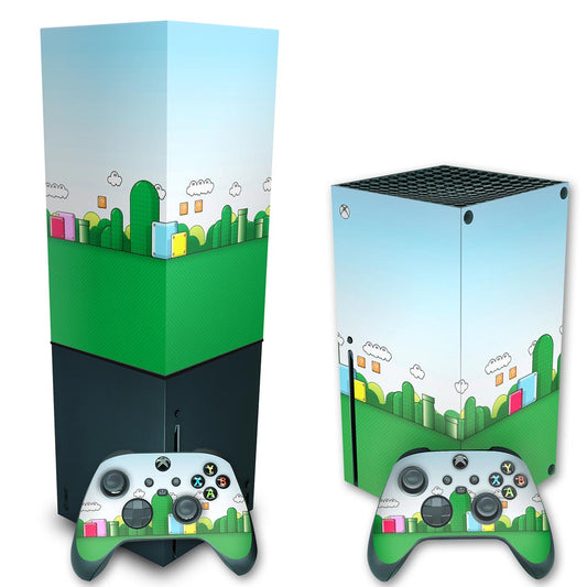 KIT Xbox Series X Skin Anti-Rage e Capa Anti Poeira Vertical - Super Mario Bros