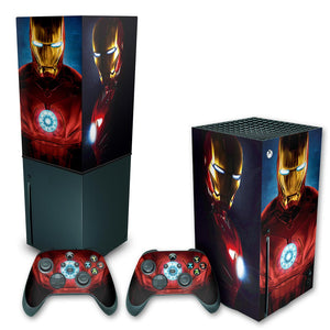 KIT Capa Anti Poeira e Skin Anti-Rage Xbox Series X Vertical - Iron Man Homem De Ferro - Pop Arte Skins