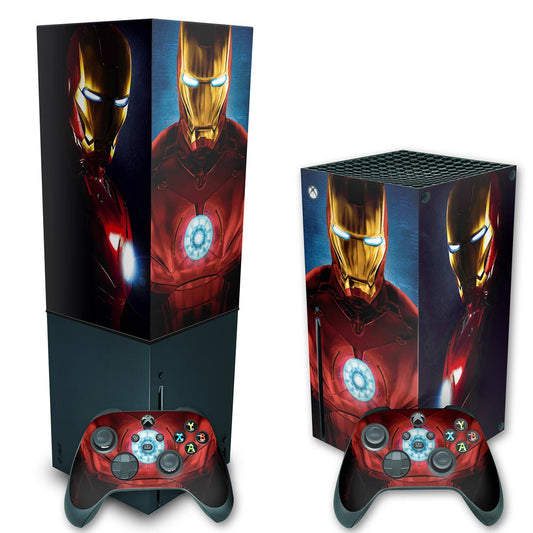 KIT Xbox Series X Skin Anti-Rage e Capa Anti Poeira Vertical - Iron Man Homem De Ferro