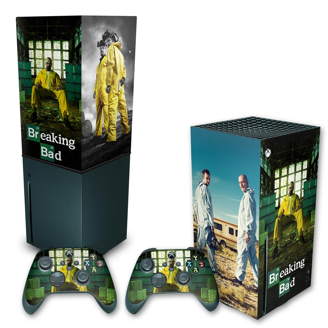 KIT Capa Anti Poeira e Skin Anti-Rage Xbox Series X Vertical - Breaking Bad - Pop Arte Skins