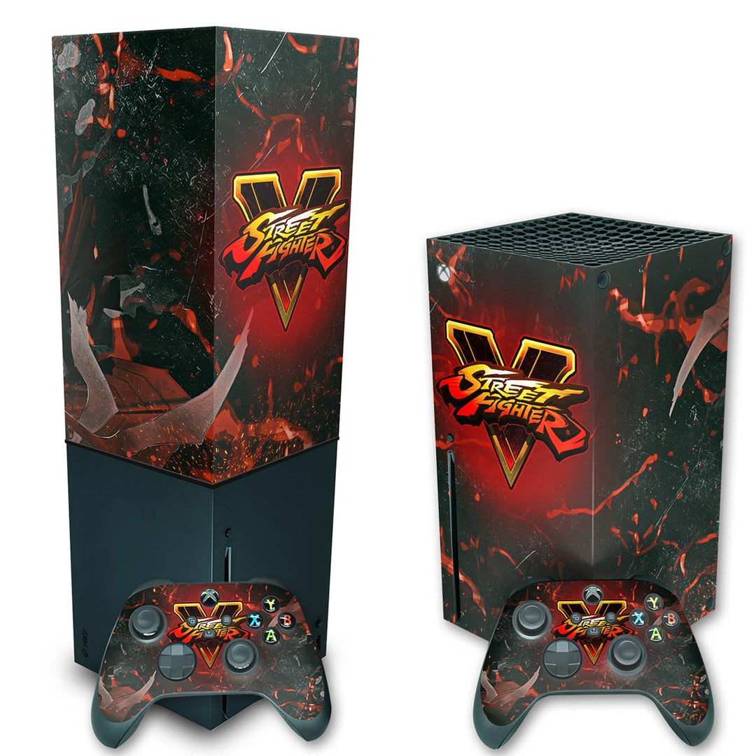 KIT Capa Anti Poeira e Skin Anti-Rage Xbox Series X Vertical - Street Fighter V - Pop Arte Skins - foto 2