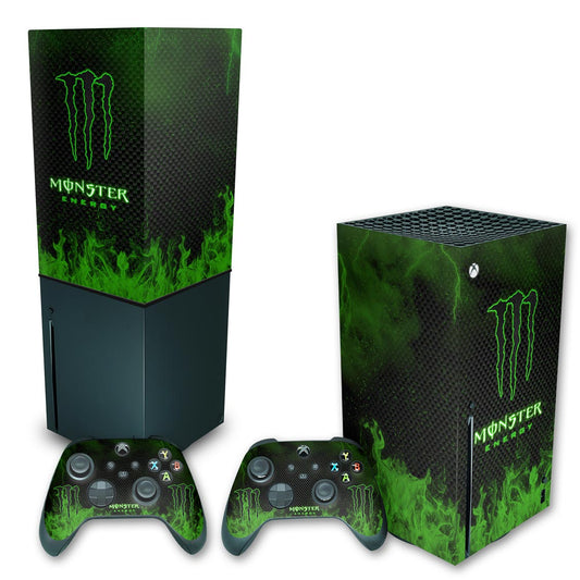 KIT Xbox Series X Skin Anti-Rage e Capa Anti Poeira Vertical - Monster Energy Drink