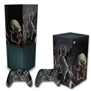 KIT Capa Anti Poeira e Skin Anti-Rage Xbox Series X Vertical - Zombie Zumbi The Walking - Pop Arte Skins