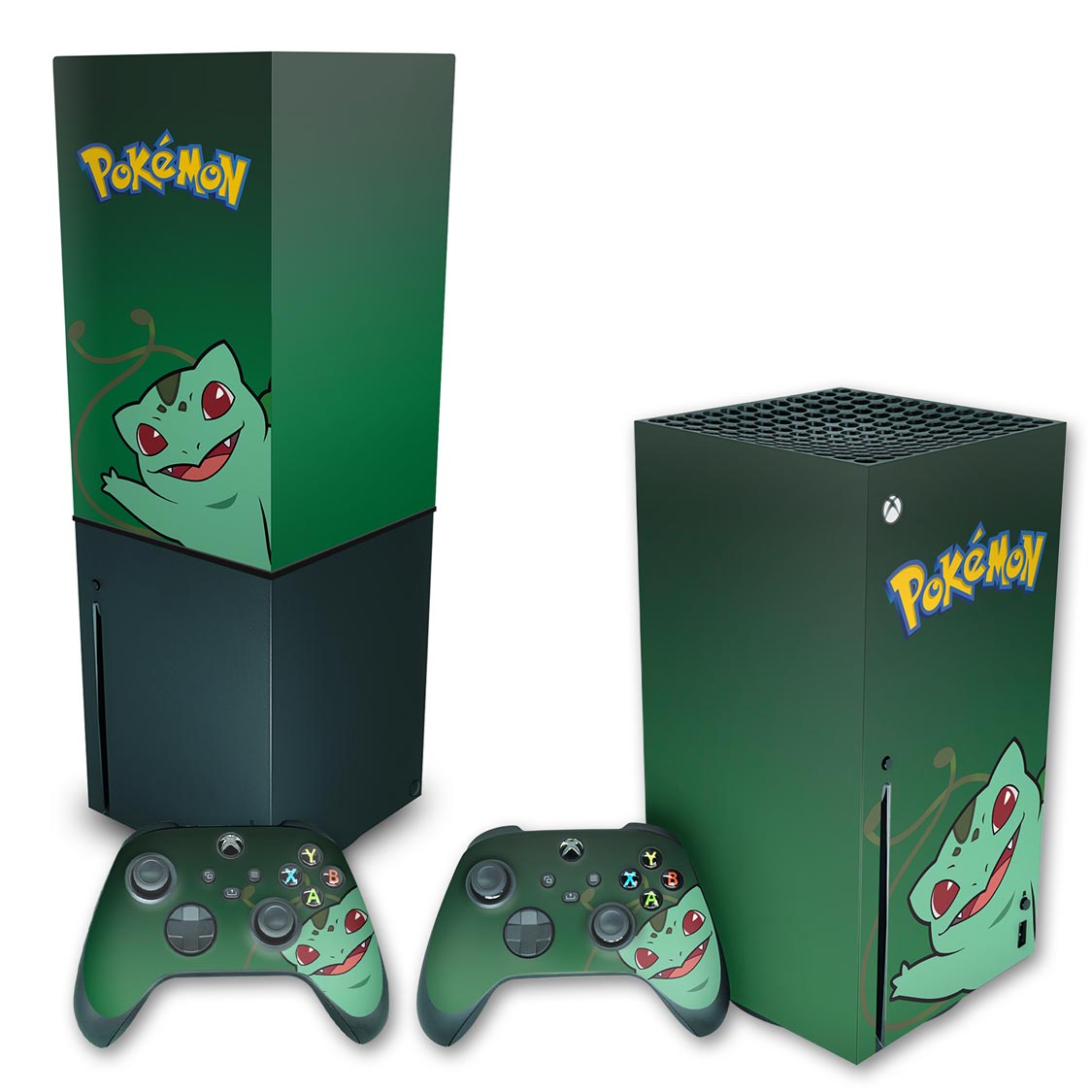 KIT Xbox Series X Skin Anti-Rage e Capa Anti Poeira Vertical - Pokemon Bulbasaur