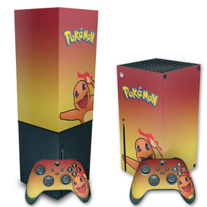 KIT Capa Anti Poeira e Skin Anti-Rage Xbox Series X Vertical - Pokemon Charmander - Pop Arte Skins - foto 2
