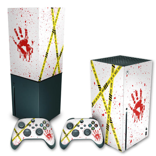 KIT Xbox Series X Skin Anti-Rage e Capa Anti Poeira Vertical - Cena De Crime Scene