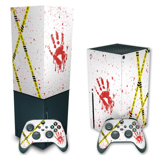 KIT Xbox Series X Skin Anti-Rage e Capa Anti Poeira Vertical - Cena De Crime Scene