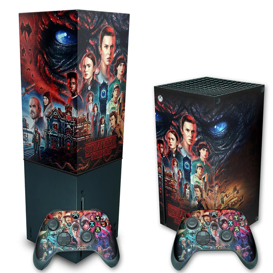 KIT Xbox Series X Skin Anti-Rage e Capa Anti Poeira Vertical - Stranger Things