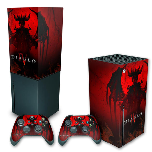 KIT Xbox Series X Skin Anti-Rage e Capa Anti Poeira Vertical - Diablo IV 4
