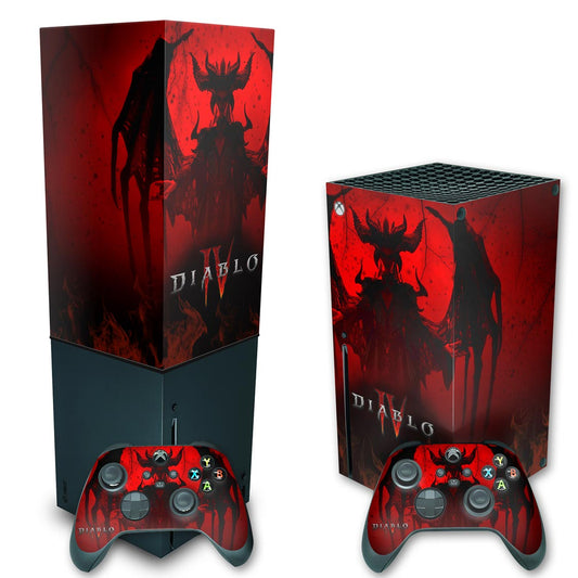 KIT Xbox Series X Skin Anti-Rage e Capa Anti Poeira Vertical - Diablo IV 4