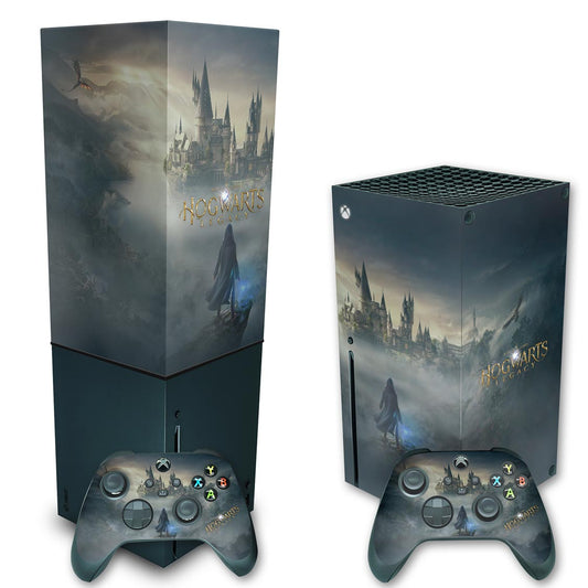 KIT Xbox Series X Skin Anti-Rage e Capa Anti Poeira Vertical - Hogwarts Legacy