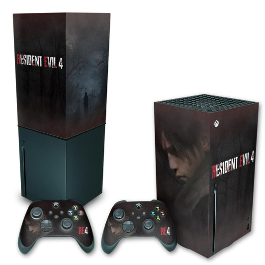 KIT Xbox Series X Skin Anti-Rage e Capa Anti Poeira Vertical - Resident Evil 4 Remake
