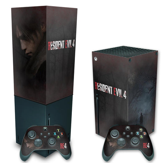 KIT Xbox Series X Skin Anti-Rage e Capa Anti Poeira Vertical - Resident Evil 4 Remake