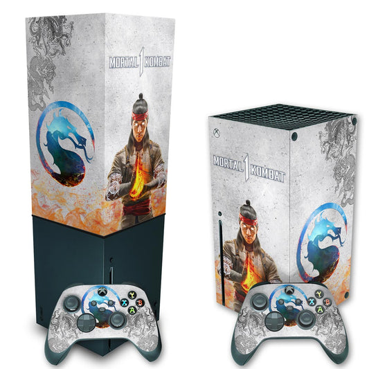 KIT Xbox Series X Skin Anti-Rage e Capa Anti Poeira Vertical - Mortal Kombat 1