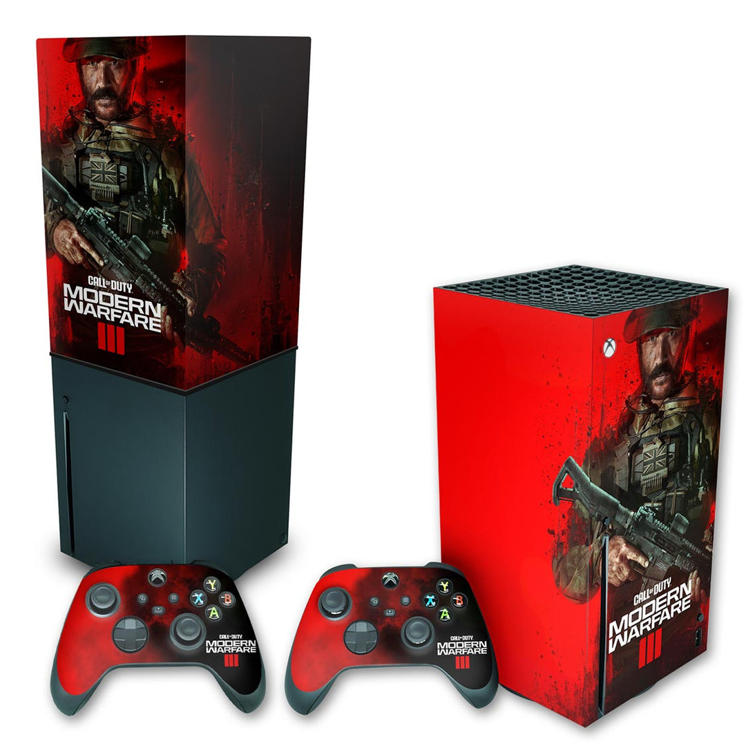KIT Capa Anti Poeira e Skin Anti-Rage Xbox Series X Vertical - Call Of Duty Modern Warfare III - Pop Arte Skins
