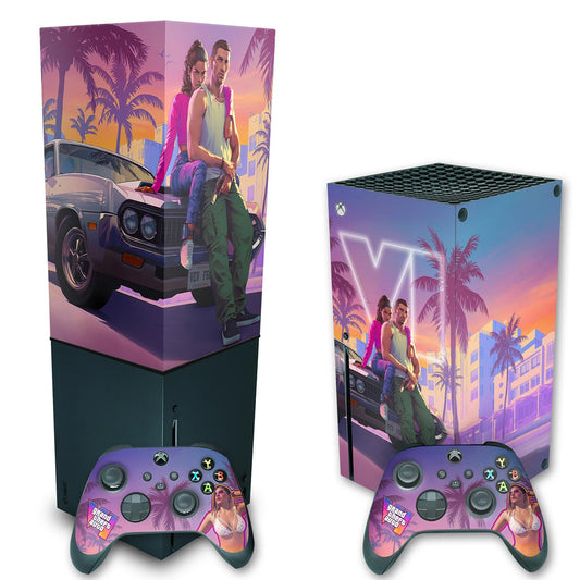 KIT Xbox Series X Skin Anti-Rage e Capa Anti Poeira Vertical - GTA 6 VI