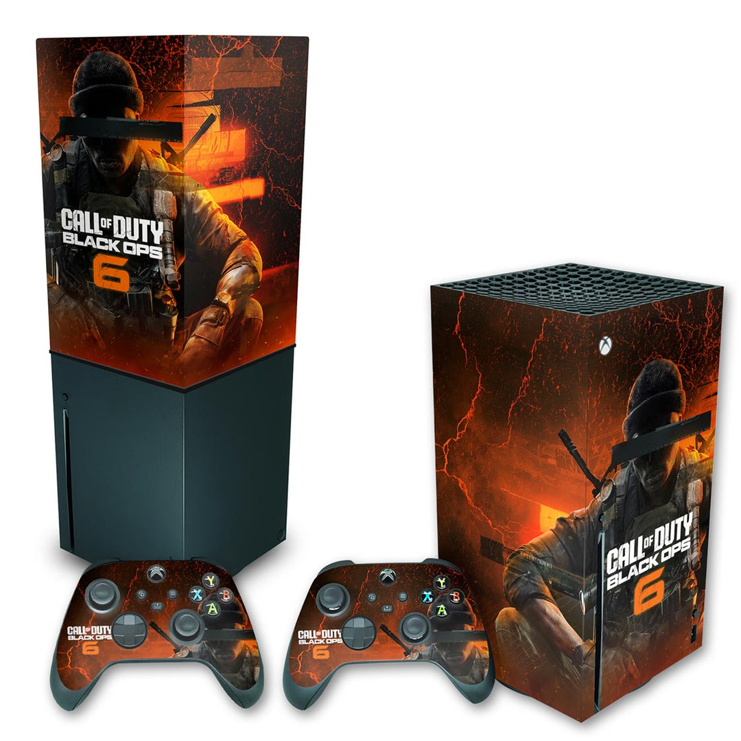 KIT Capa Anti Poeira e Skin Anti-Rage Xbox Series X Vertical - Call of Duty Black Ops 6 - Pop Arte Skins