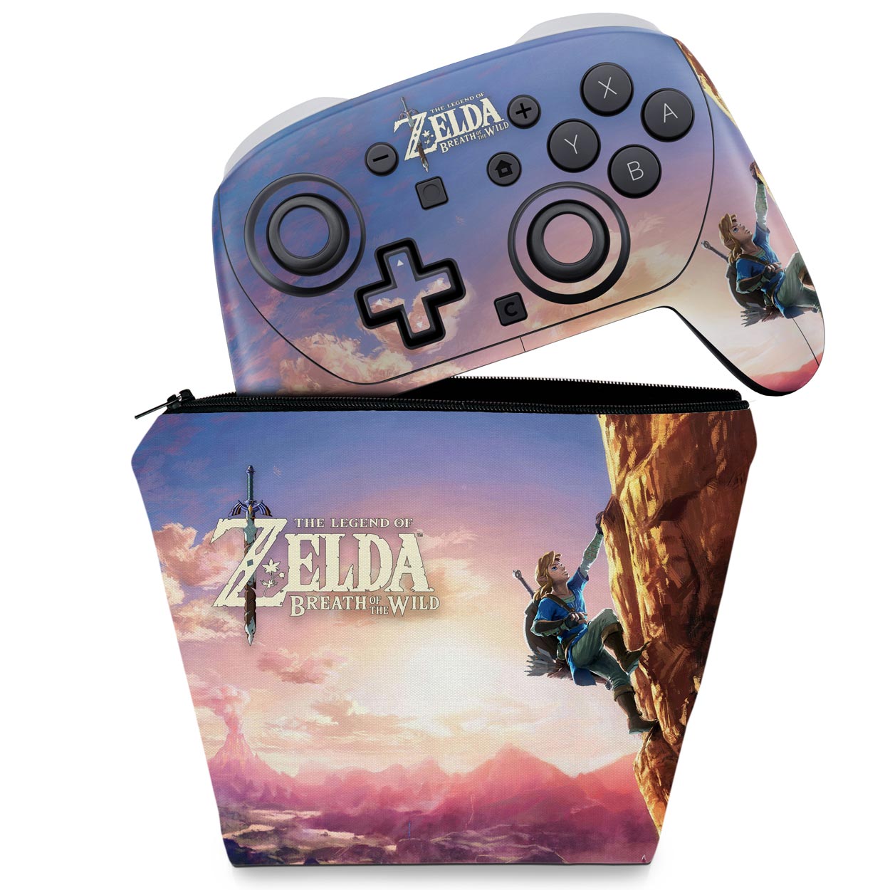 KIT Capa Case e Skin Anti-Rage Nintendo Switch 2 Pro Controle - Zelda Breath Of The Wild