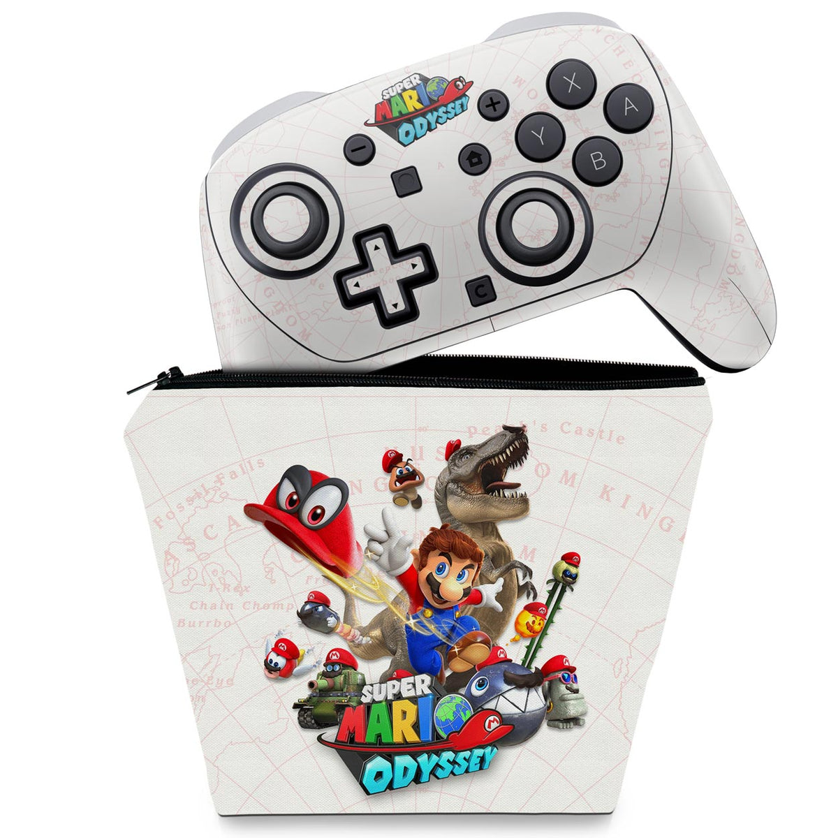 KIT Capa Case e Skin Anti-Rage Nintendo Switch 2 Pro Controle - Super Mario Odyssey
