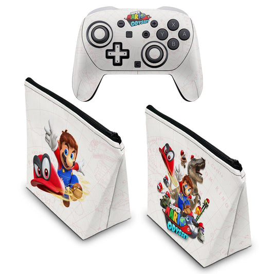 KIT Capa Case e Skin Anti-Rage Nintendo Switch 2 Pro Controle - Super Mario Odyssey - Pop Arte Skins - foto 2