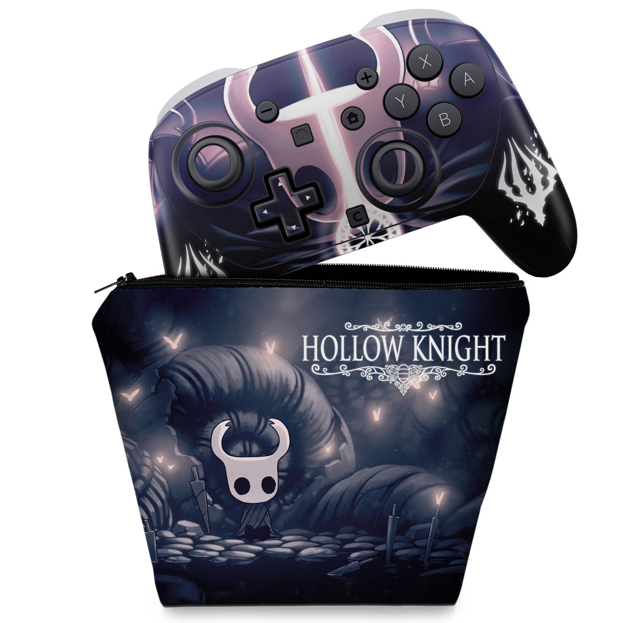 KIT Capa Case e Skin Anti-Rage Nintendo Switch 2 Pro Controle - Hollow Knight