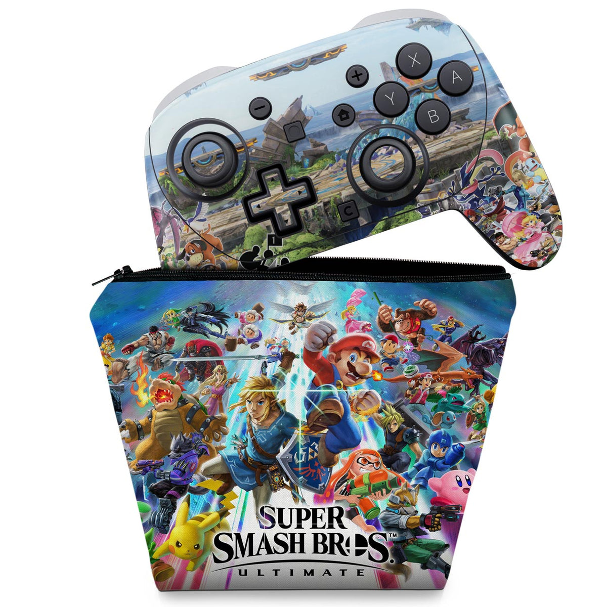 KIT Capa Case e Skin Anti-Rage Nintendo Switch 2 Pro Controle - Super Smash Bros. Ultimate