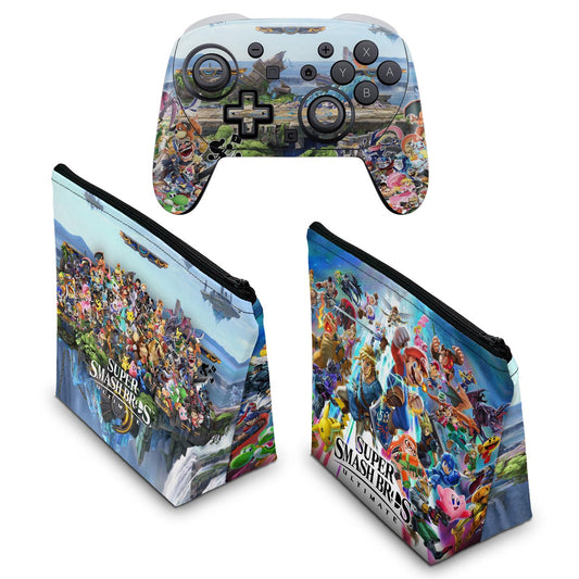 KIT Capa Case e Skin Anti-Rage Nintendo Switch 2 Pro Controle - Super Smash Bros. Ultimate - Pop Arte Skins - foto 2
