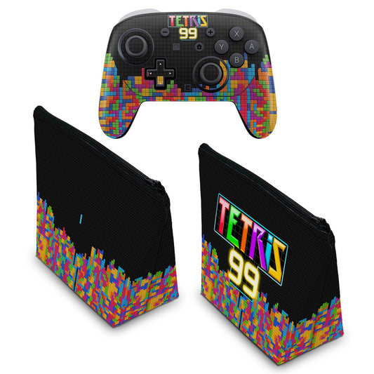 KIT Capa Case e Skin Anti-Rage Nintendo Switch 2 Pro Controle - Tetris 99 - Pop Arte Skins - foto 2