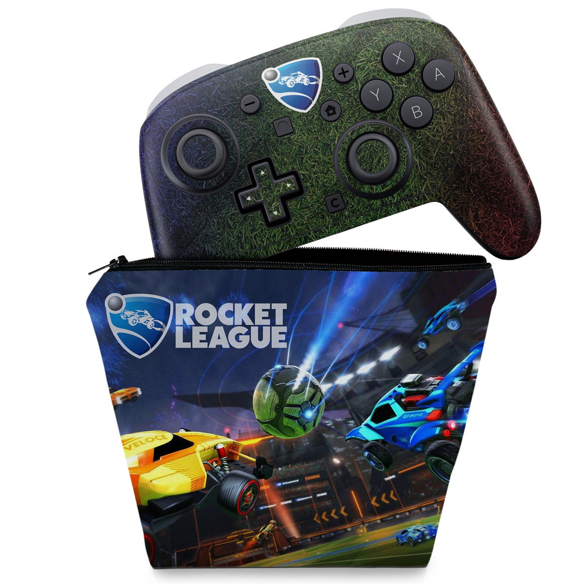 KIT Capa Case e Skin Anti-Rage Nintendo Switch 2 Pro Controle - Rocket League